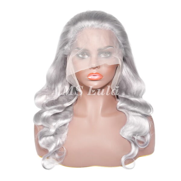 Ms Lula Silver Grey Body Wave Human Hair 13x4 Lace Front Wig - Image 2